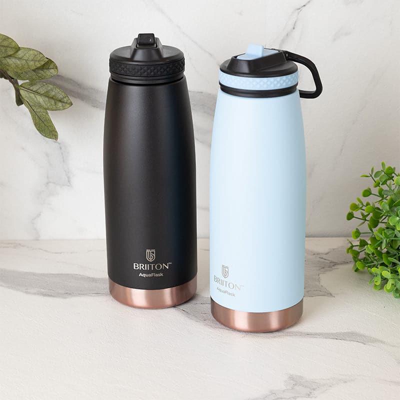 Buy Turbo 1000 ML Hot & Cold Thermos Water Bottle (Black & Blue) - Set Of Two Bottle from Vaaree