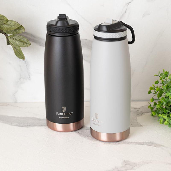 Buy Turbo 1000 ML Hot & Cold Thermos Water Bottle (Black & Grey) - Set Of Two Bottle from Vaaree