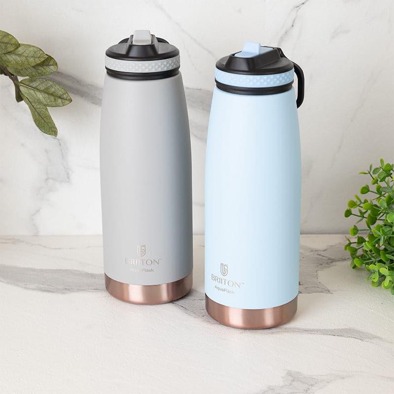 Bottle - Turbo 1000 ML Hot & Cold Thermos Water Bottle (Blue & Grey) - Set Of Two