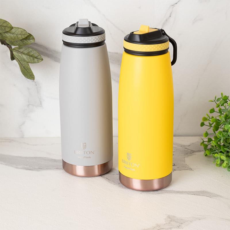 Buy Turbo 1000 ML Hot & Cold Thermos Water Bottle (Yellow & Grey) - Set Of Two Bottle from Vaaree