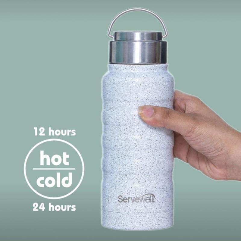 Bottle - Zayden Hot & Cold Thermos Bottle (White) - 550 ML