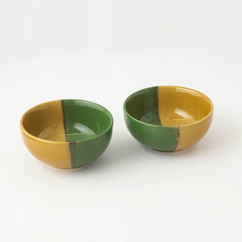 Buy Dual Hue Bowl (Green & Yellow)- Set Of Two Bowl from Vaaree