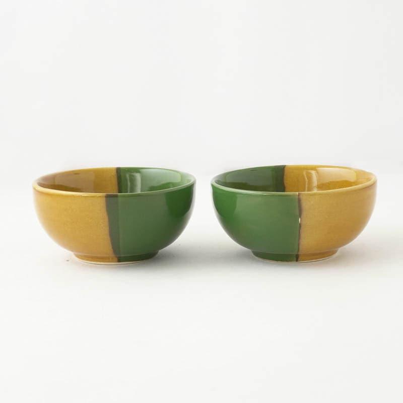 Buy Dual Hue Bowl (Green & Yellow)- Set Of Two Bowl from Vaaree