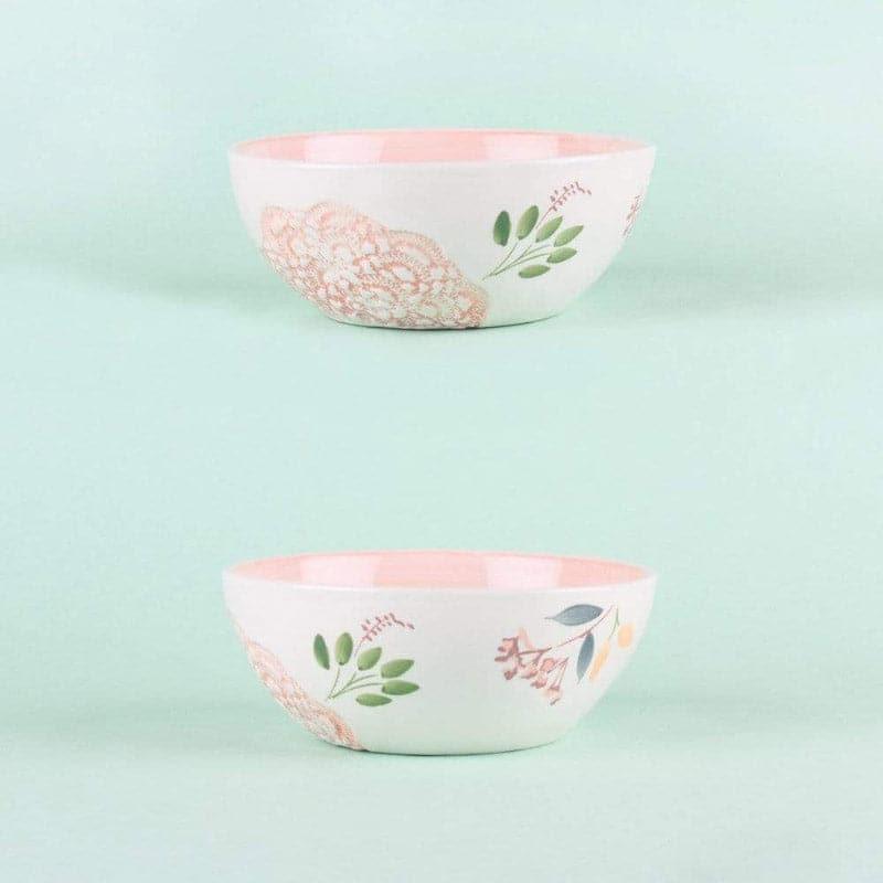 Buy Floral Lace Handpainted Bowl - Set Of Two Bowl from Vaaree