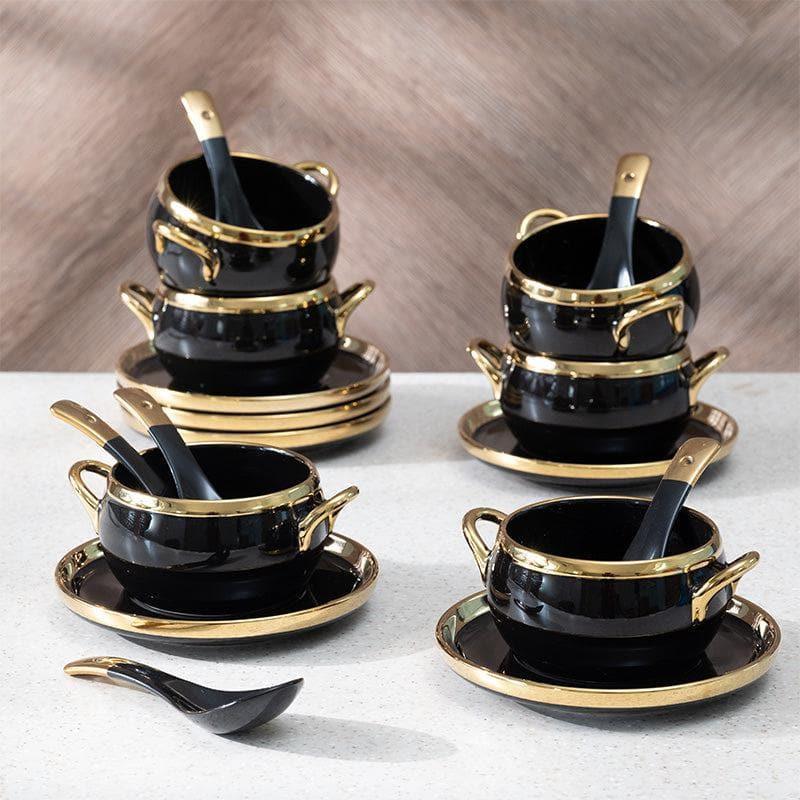 Buy Harumi Soup Set (Black) - Eighteen Piece Set Bowl from Vaaree