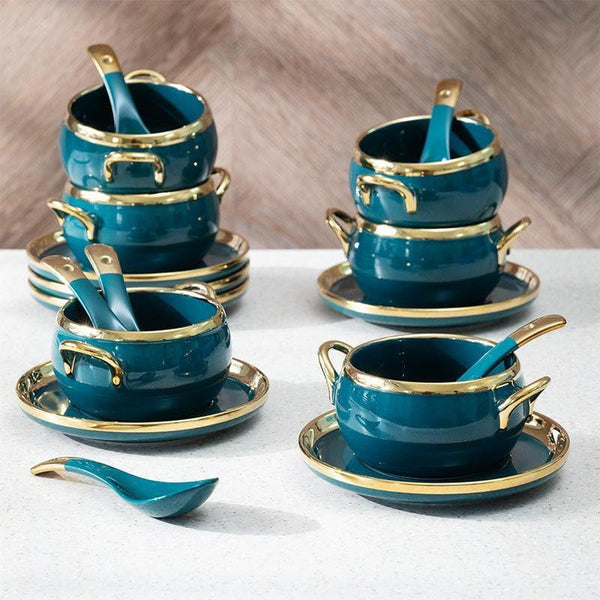 Bowl - Harumi Soup Set (Dark Green) - Eighteen Piece Set