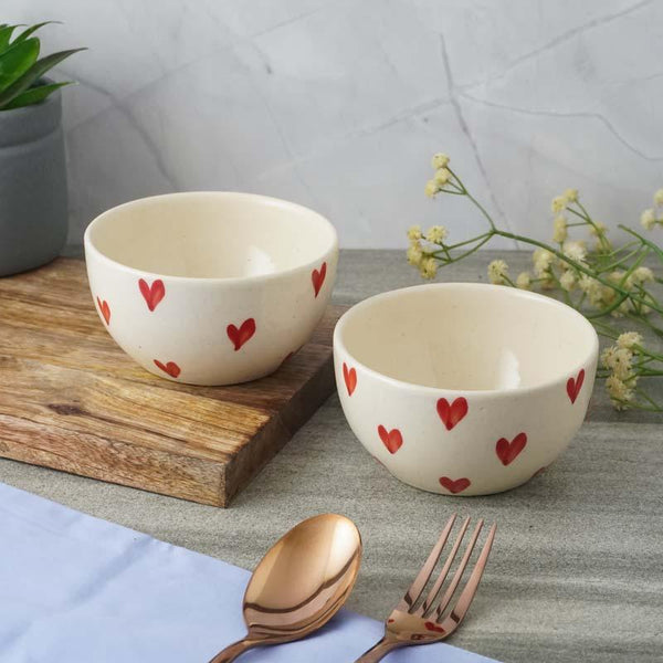 Buy Bowl - Heather Heart Ceramic Bowl - Set Of Two at Vaaree online