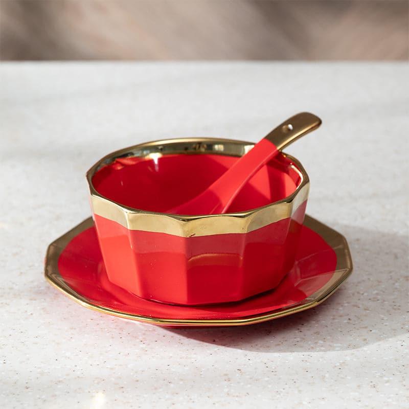 Buy Jimo Red Soup Bowl Set (340 ML) - Eighteen Piece Set Bowl from Vaaree