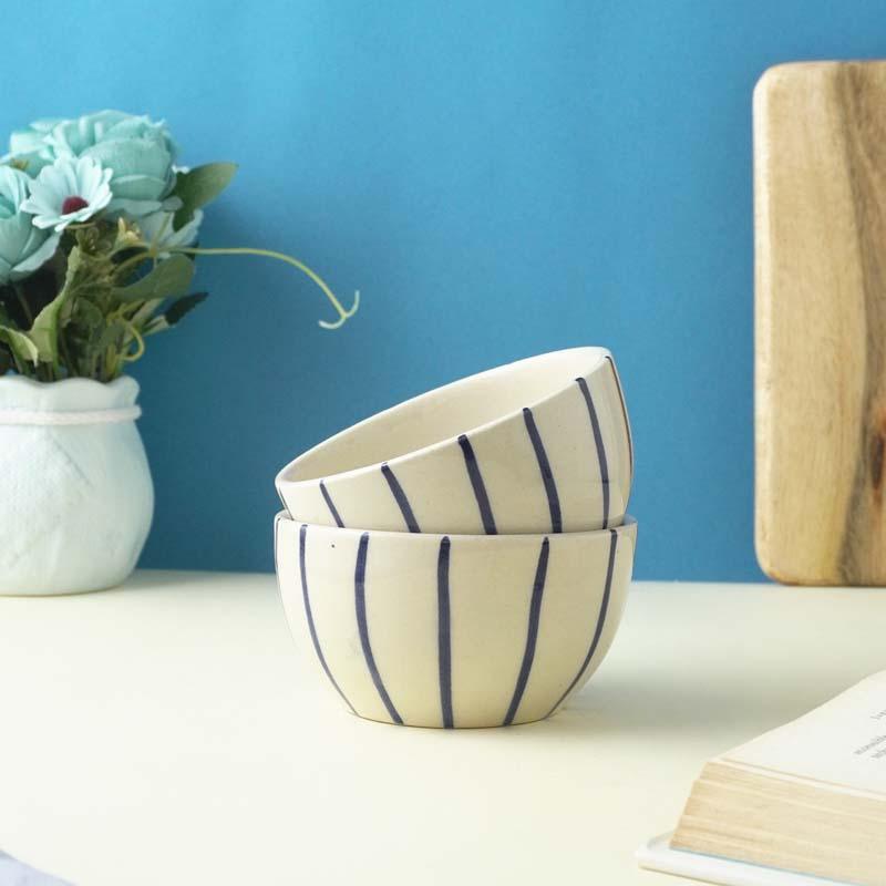 Bowl - Kline Stripe Ceramic Bowl - Set Of Two