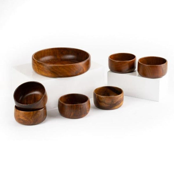 Bowl - Mirana Wooden Bowl - Set Of Seven