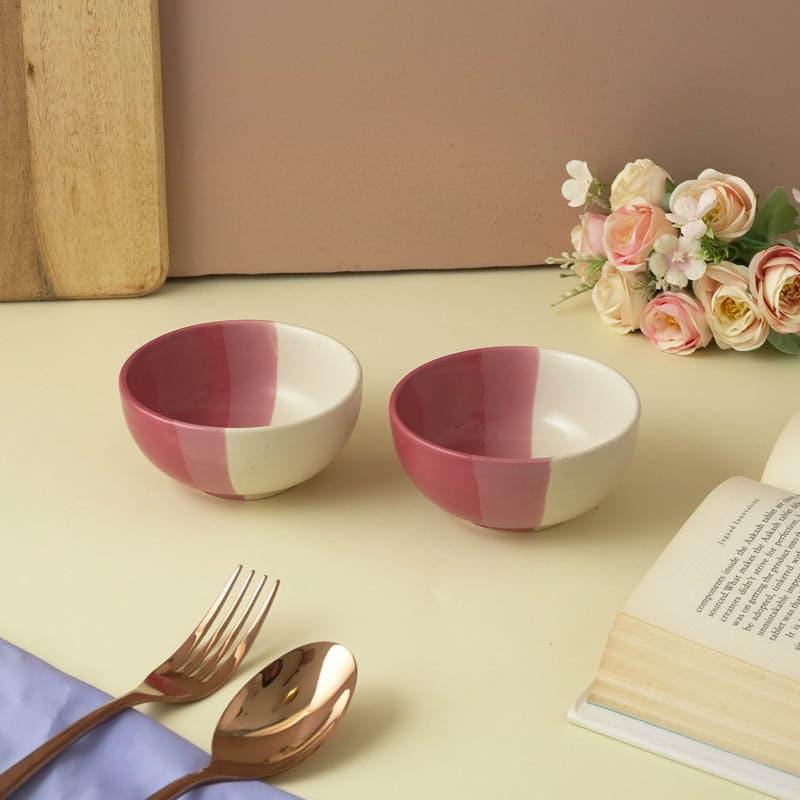 Buy Monochromatic Bowl (Pink &White)- Set Of Two Bowl from Vaaree