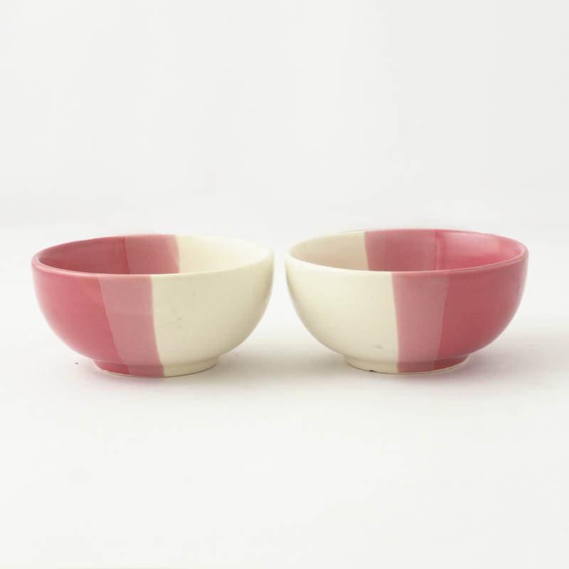 Buy Monochromatic Bowl (Pink &White)- Set Of Two Bowl from Vaaree