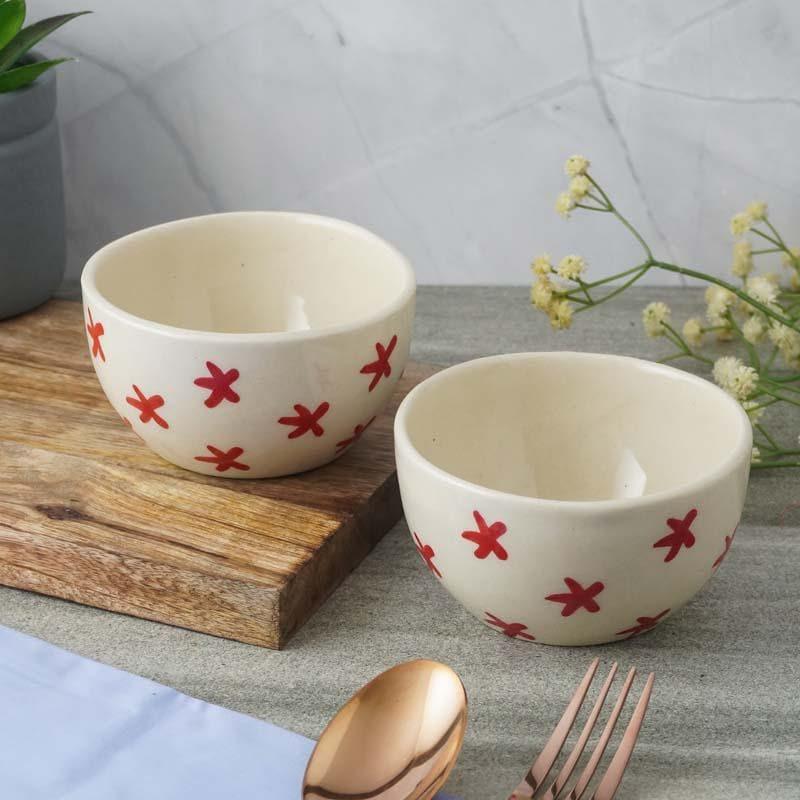 Buy Red Stars Ceramic Bowl - Set Of Two Bowl from Vaaree