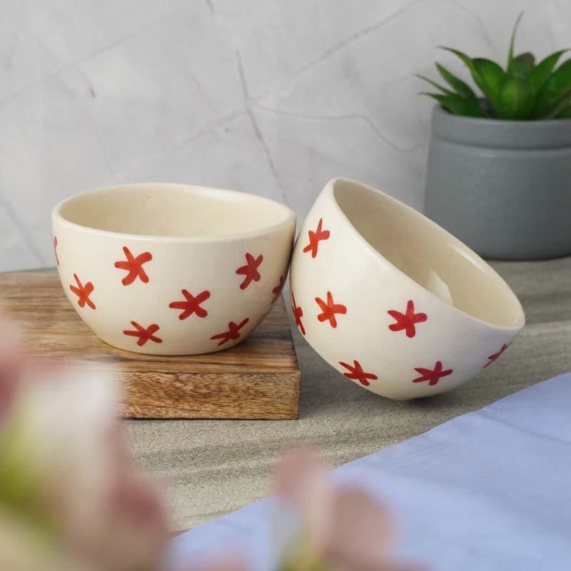 Bowl - Red Stars Ceramic Bowl - Set Of Two