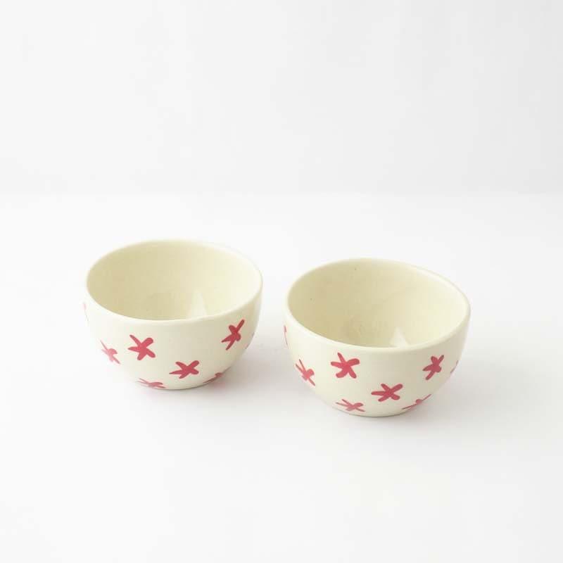 Bowl - Red Stars Ceramic Bowl - Set Of Two