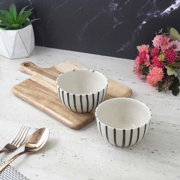 Buy Striped Squad Ceramic Bowls - Set Of Two Bowl from Vaaree