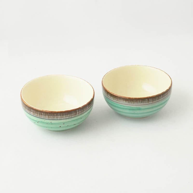 Buy Swirl Ceramic Bowl (Green) - Set Of Two Bowl from Vaaree