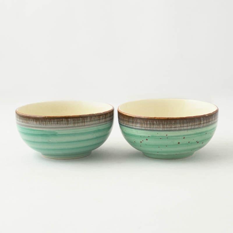 Buy Swirl Ceramic Bowl (Green) - Set Of Two Bowl from Vaaree