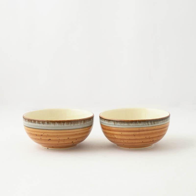 Buy Swirl Ceramic Bowl (Yellow) - Set Of Two Bowl from Vaaree