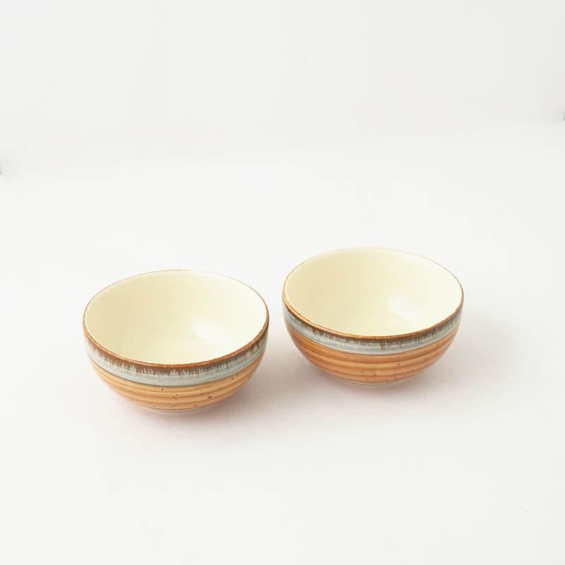 Buy Swirl Ceramic Bowl (Yellow) - Set Of Two Bowl from Vaaree