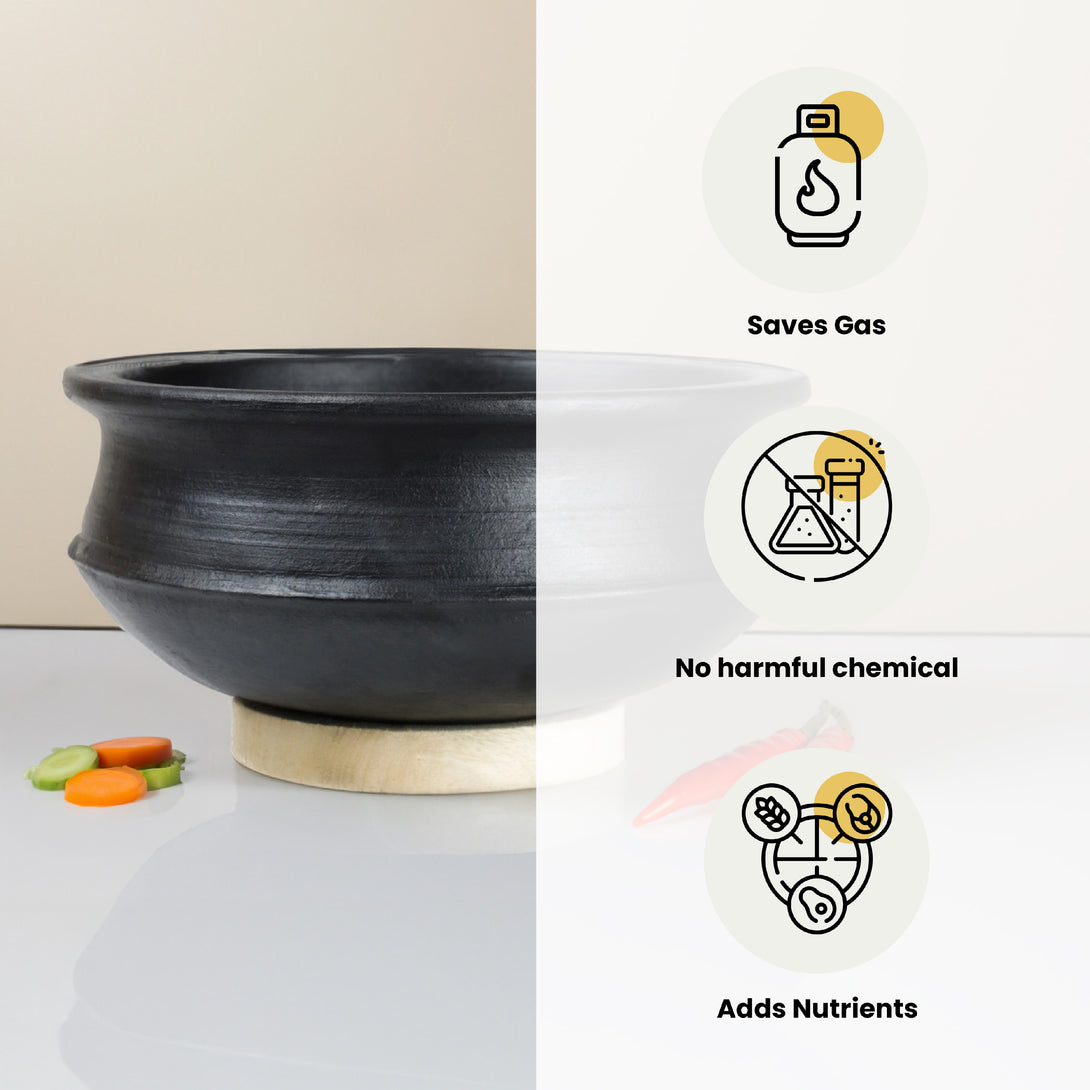 Buy Kalinaw Biriyani Clay Pot Black 2000 ML / 10 Inches Handi from Vaaree