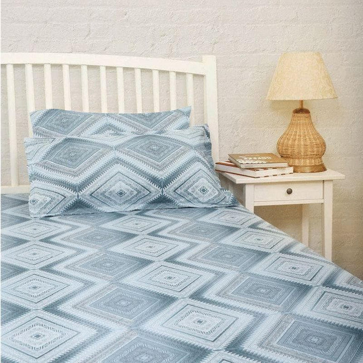 Buy Blue Grey Labyrinth Bedsheet at Vaaree online | Beautiful Bedsheets to choose from