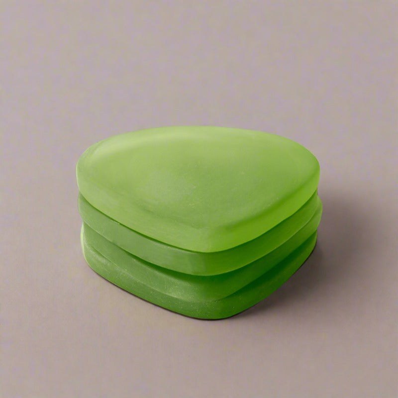 Coaster - Glossy Pebble Glass Coaster (Green) - Set Of Four