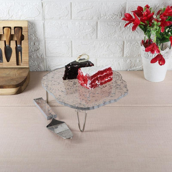 Cake Stand - Pritam Resin Cake Platter (Silver) - Set Of Two