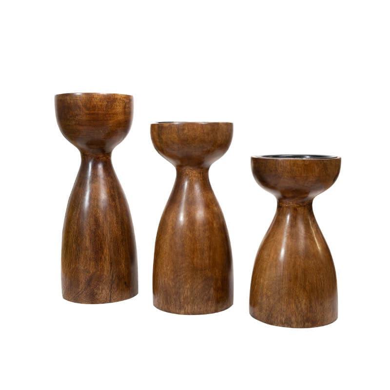 Buy Candle Holder - Aria Wooden Candle Stand - Set Of Three at Vaaree online