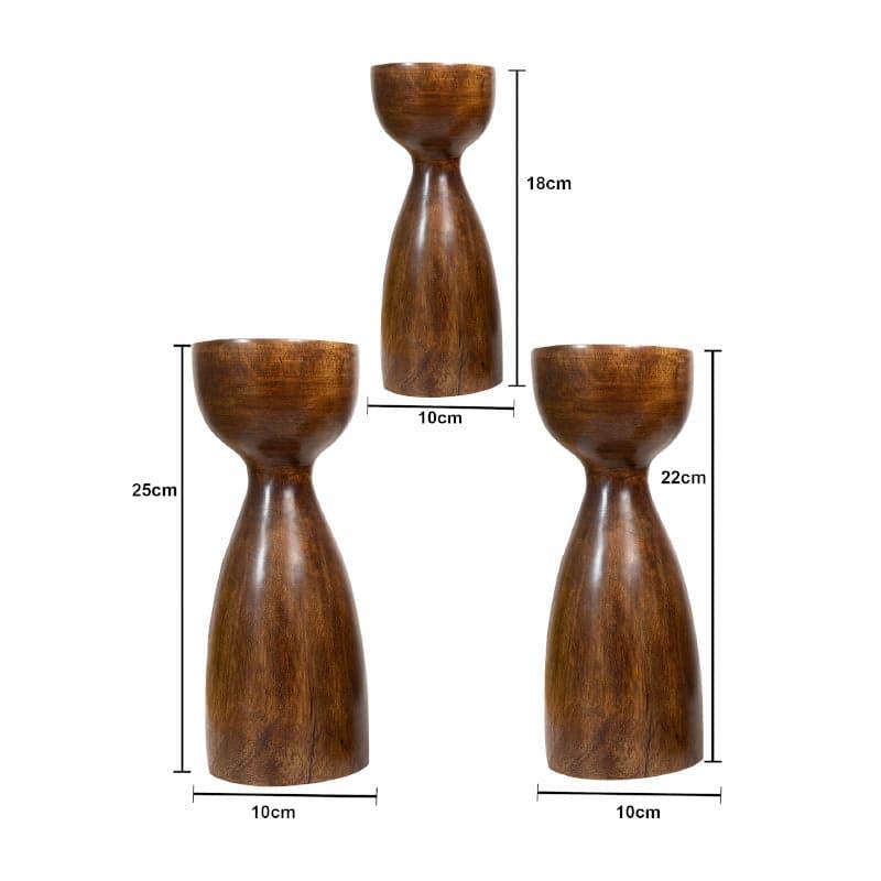 Buy Aria Wooden Candle Stand - Set Of Three Candle Holders from Vaaree