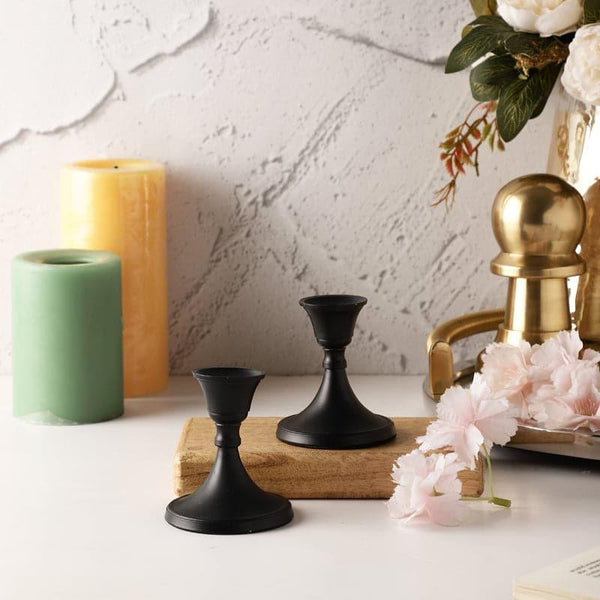 Buy Gale Candle Holder (Black) - Set Of Two Candle Holders from Vaaree