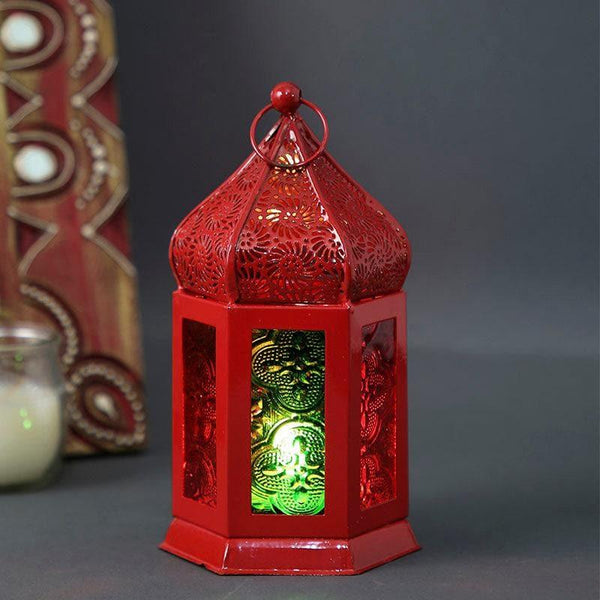 Buy Candle Holder - Khalid Moroccan Lantern - Red at Vaaree online