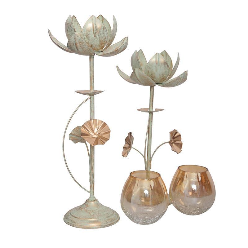 Buy Lotus Blossom Candle Holder (White) - Set Of Two Candle Holders from Vaaree