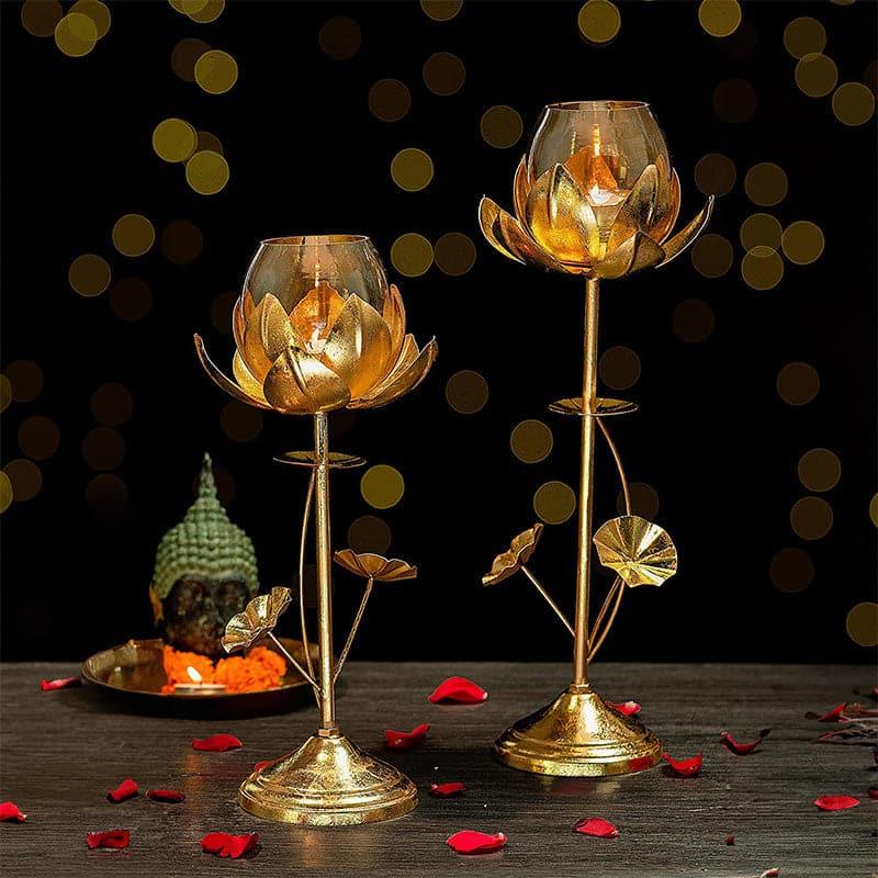 Buy Lotus Glow Candle Holder - Set Of Two Candle Holders from Vaaree