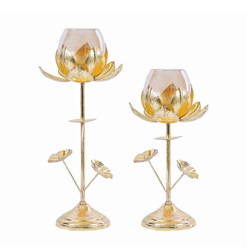 Buy Candle Holder - Lotus Glow Candle Holder - Set Of Two at Vaaree online