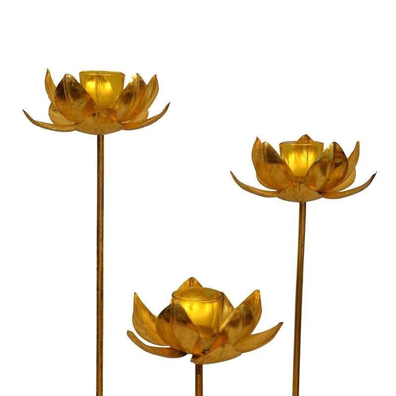 Buy Lotus Pedestal Candle Holder - Set Of Three Candle Holders from Vaaree