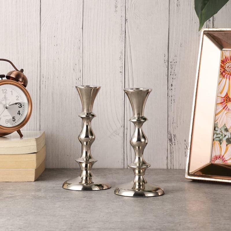 Buy Morgera Candle Holder (Silver) - Set Of Two Candle Holders from Vaaree