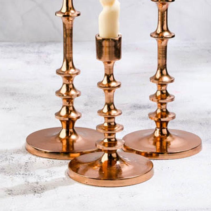 Buy Olson Candle Stand (Rose Gold) - Set Of Three Candle Holders from Vaaree