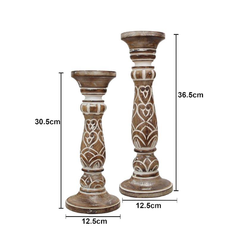 Buy Candle Holder - Rae Wooden Candle Holder - Set Of Two at Vaaree online