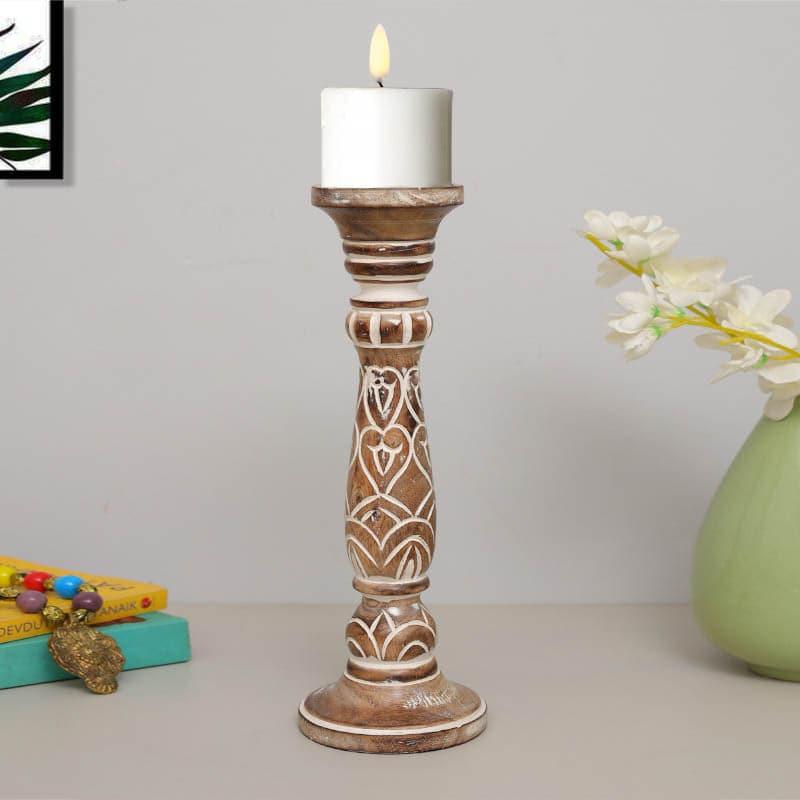 Buy Rae Wooden Candle Holder - Short Candle Holders from Vaaree