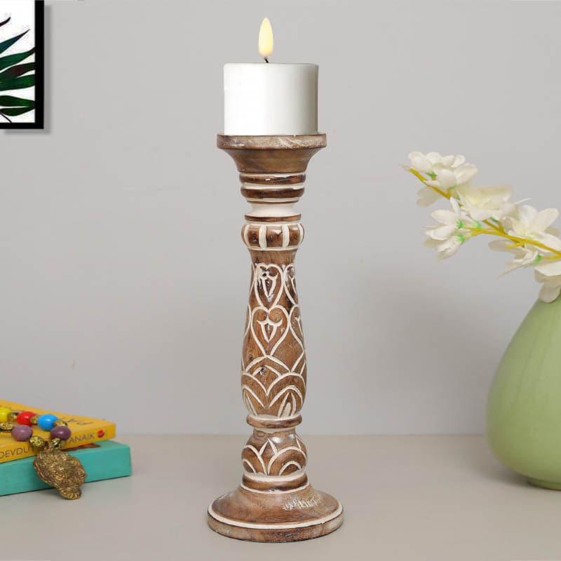 Buy Rae Wooden Candle Holder - Tall Candle Holders from Vaaree