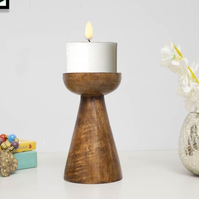 Buy Riga Wooden Candle Stand - Short Candle Holders from Vaaree