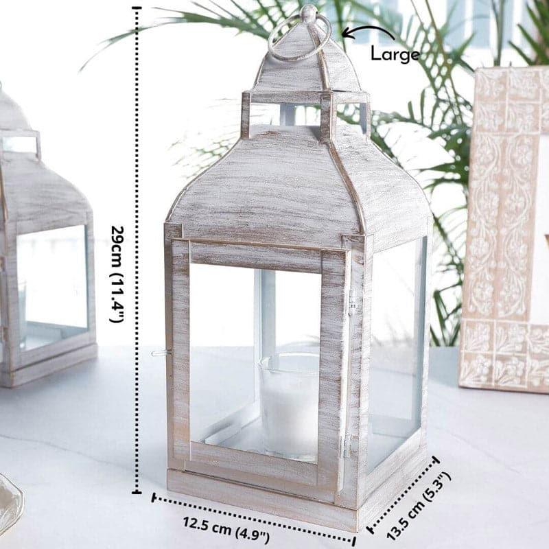 Buy Rustic Lista Lantern - White Candle Holders from Vaaree