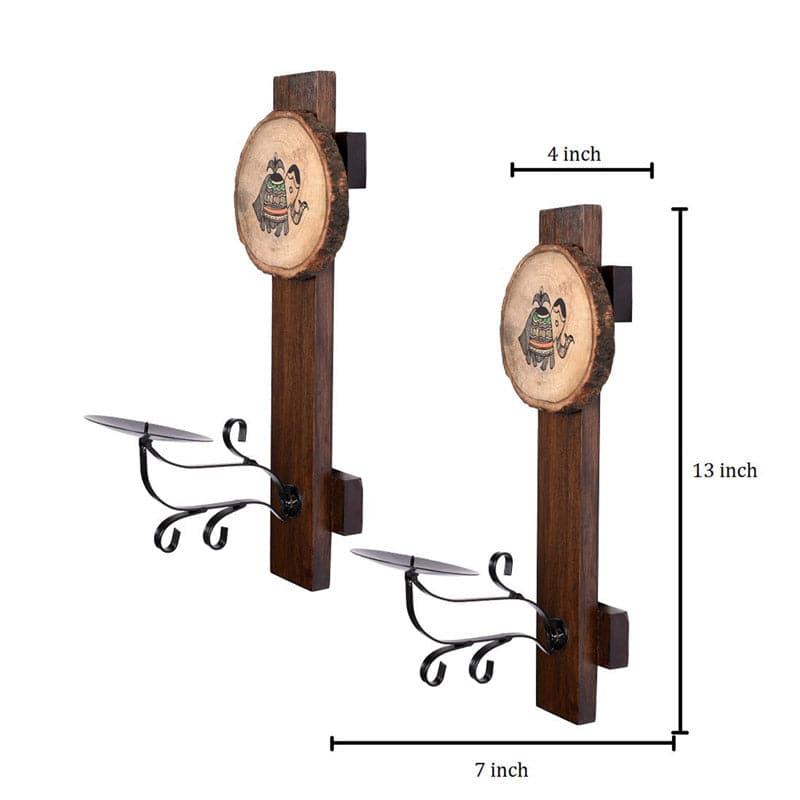 Buy Sanoba Wooden Candle Stand - Set Of Two Candle Holders from Vaaree