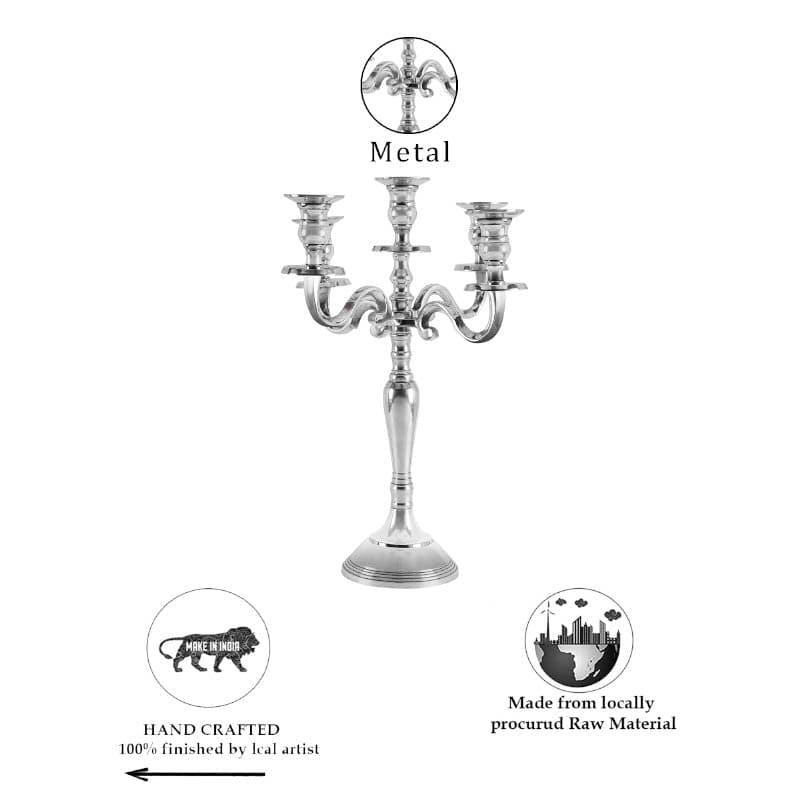 Buy Silver Cubist Candelabrum Candle Holders from Vaaree