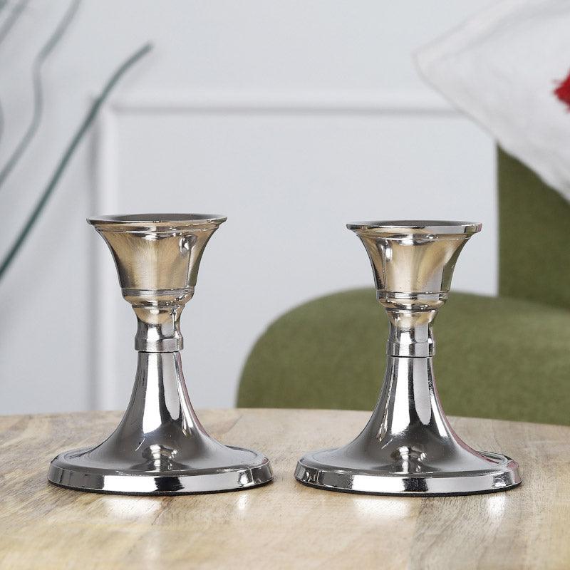 Buy Tula Candle Holder (Silver) - Set Of Two Candle Holders from Vaaree