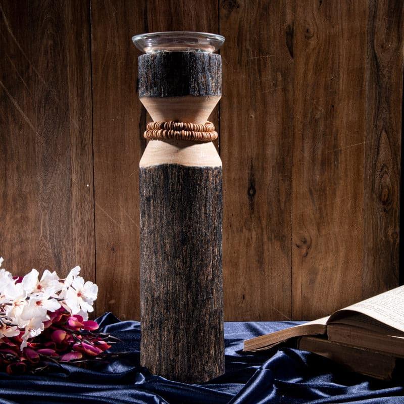 Buy Vegona Wood Candle Holder - Brown Candle Holders from Vaaree