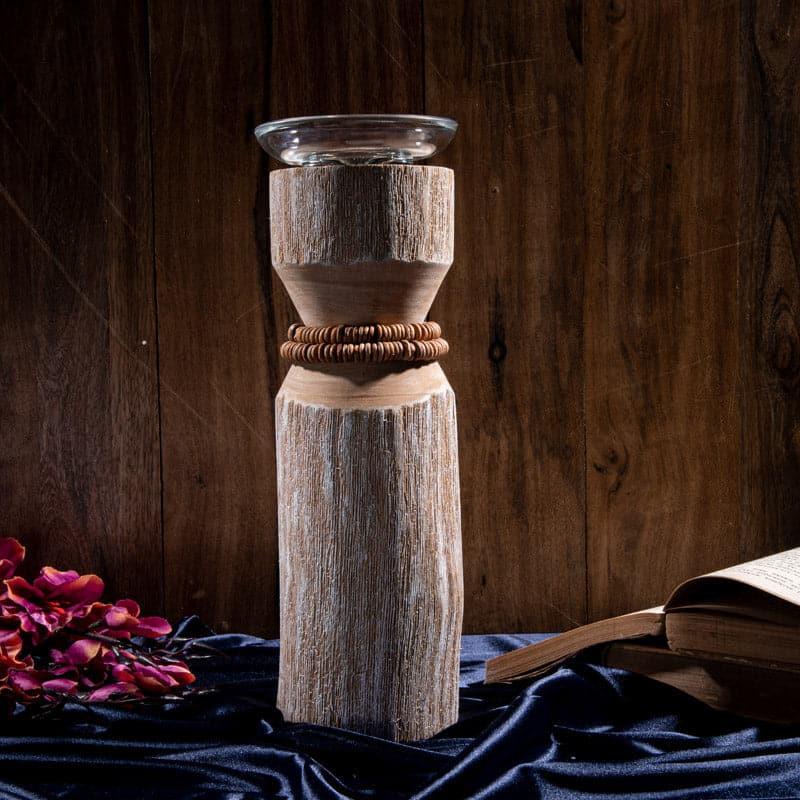 Buy Vegona Wood Candle Holder - Cream Candle Holders from Vaaree