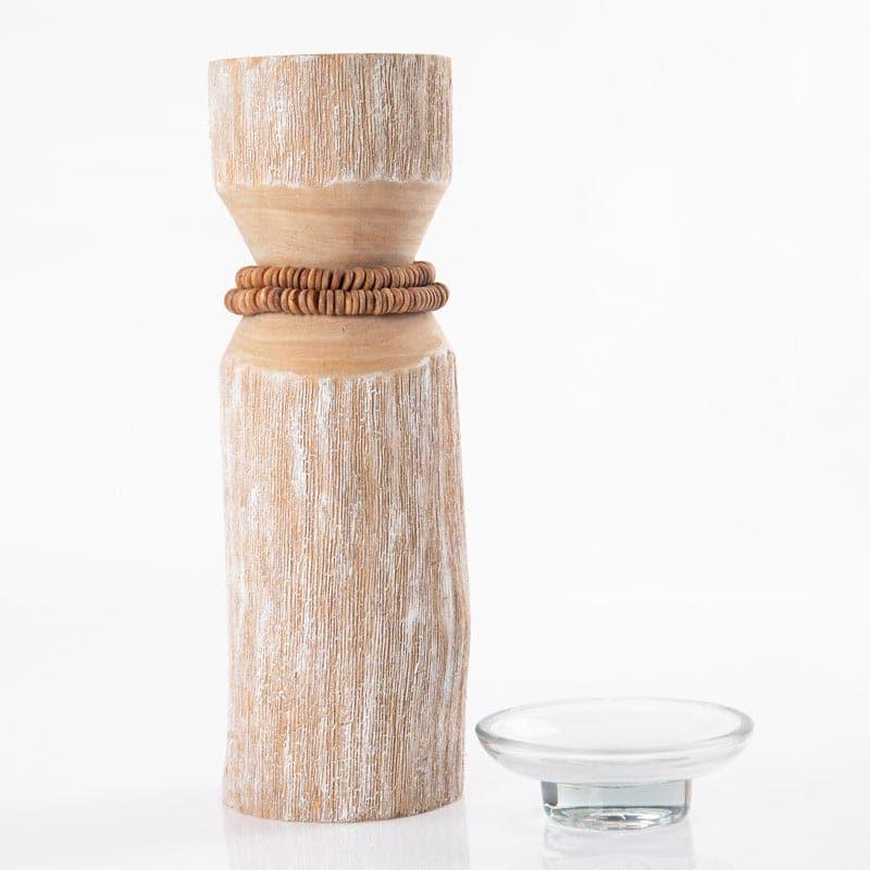 Buy Vegona Wood Candle Holder - Cream Candle Holders from Vaaree