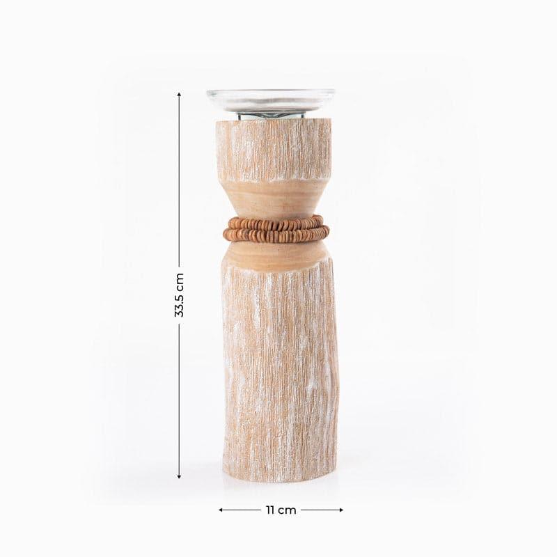 Buy Vegona Wood Candle Holder - Cream Candle Holders from Vaaree